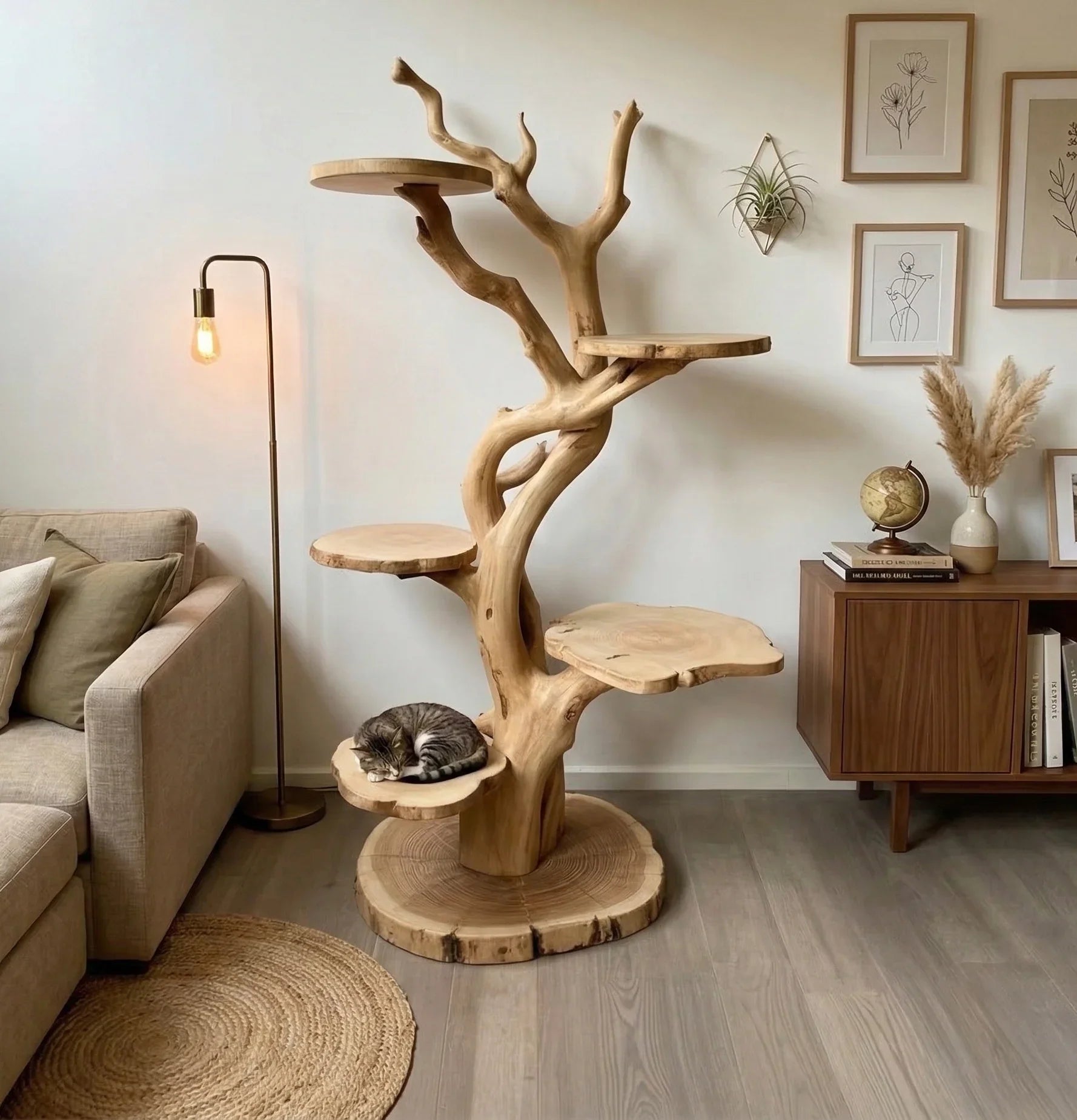 Wooden Cat Tree Furniture – Modern Cat Tower for Home Decor